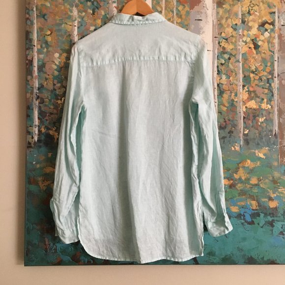 Olsen Pale Blue Linen Button Down Shirt - Picture 3 of 16